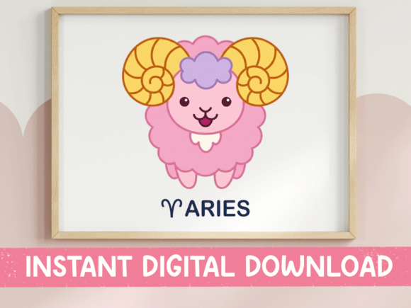 Aries Zodiac Kawaii Ram Sticker SVG Graphics