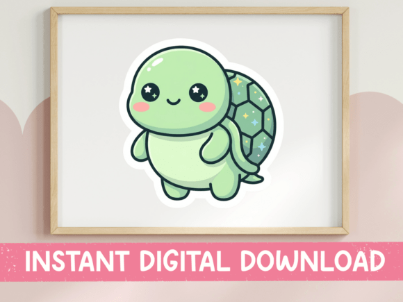 Cute Baby Turtle Sticker SVG PNG for Graphics and T-Shirt Designs