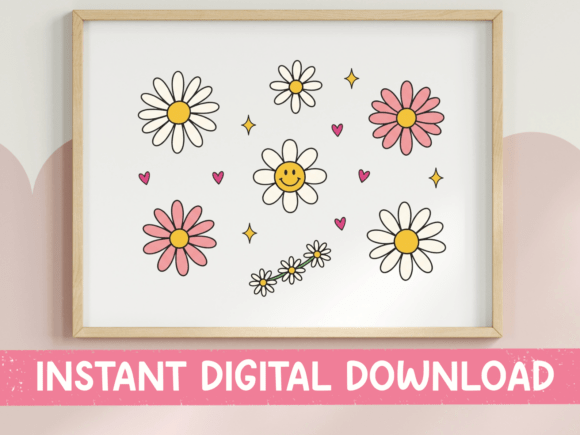 Daisy Scatter Pink Bloom SVG PNG for Graphics and T-Shirt Designs
