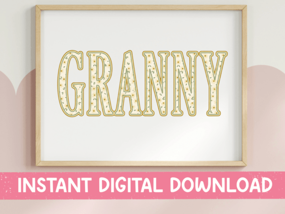 Granny Floral Varsity Letter Graphics for T-Shirt Designs