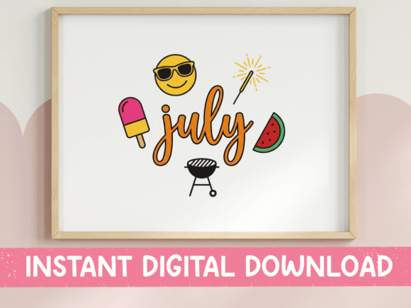 July Summer Sunshine Doodle SVG Graphics