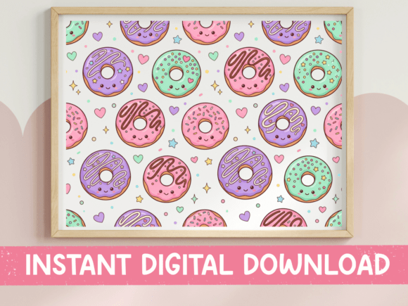 Kawaii Donut Pattern Pastel SVG PNG: Graphics for T-Shirt Designs