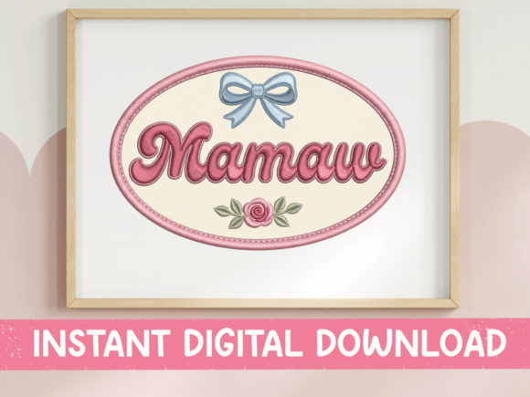 Mamaw Coquette Bow Oval Sign Design Graphics