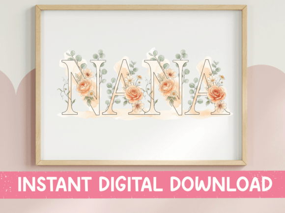 Nana Soft Floral Letters SVG for Graphics & T-Shirt Designs