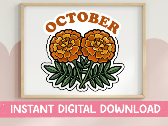 October Marigold Birth Month Sticker Graphics