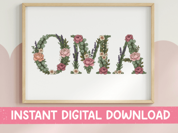 Oma Floral Letter Art SVG Gift: Graphics for T-Shirt Designs
