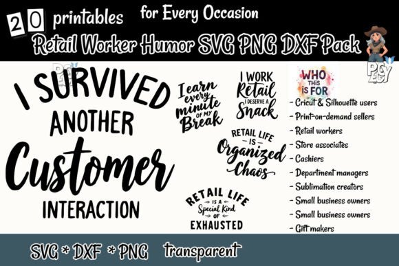 Retail Worker Humor SVG PNG DXF Pack