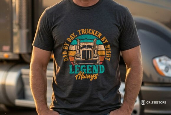 Trucker Dad by Day Legend by Night Svg: Graphics & T-Shirt Designs