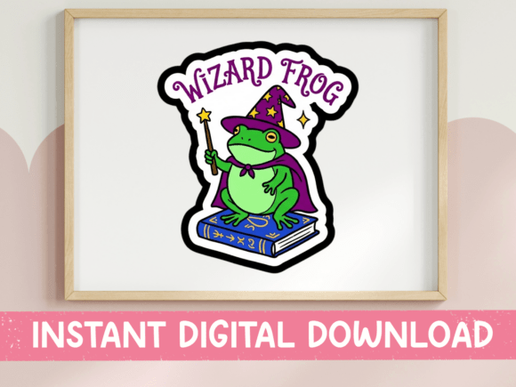 Wizard Frog Spellbook Sticker SVG for Graphics and T-Shirt Designs
